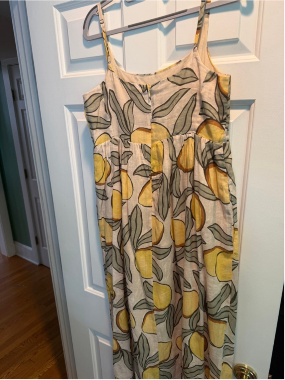 Women's Rebecca Taylor Lemon Tree Long Puff Waist Maxi Dress 4 Beige Yellow - Picture 9 of 14